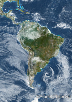 Satellite view of South America