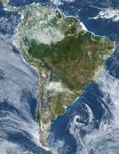 Satellite view of South America